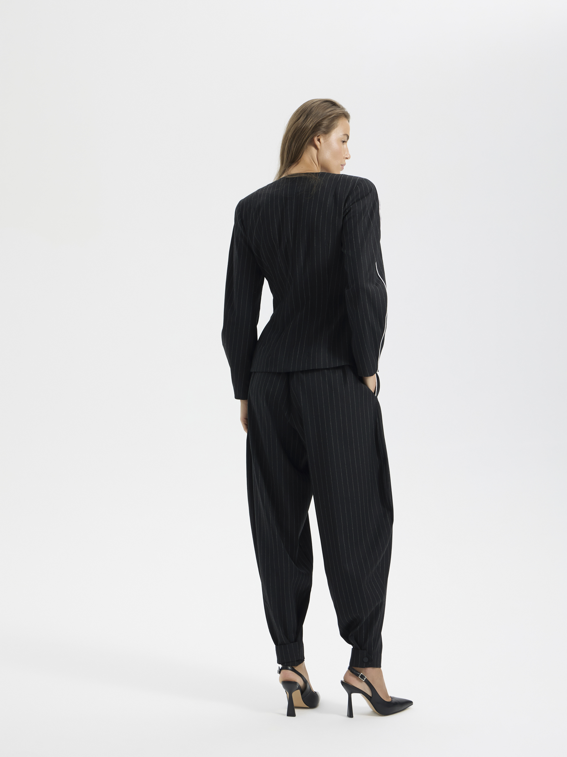 Брюки галифе в полоску черный