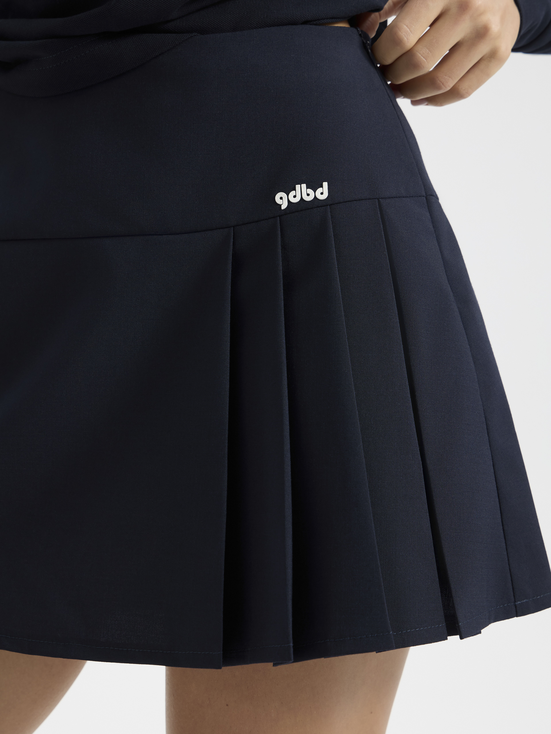 Юбка мини со складками синий