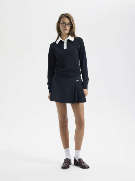 Юбка мини со складками синий (Размер: XS, Цвет: Синий)