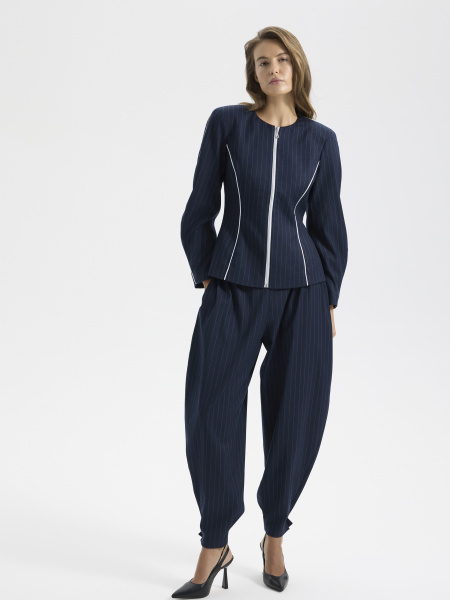 Брюки галифе в полоску (Размер: XS, Цвет: Синий)