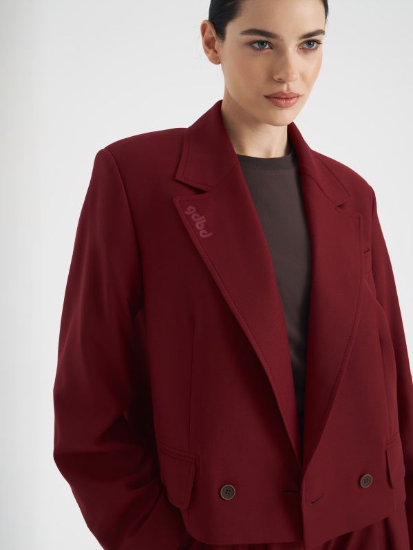 Жакет укороченный из шерсти Bordo (Размер: L, Цвет: Бордовый)