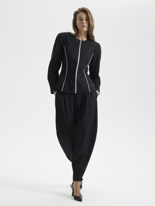 Брюки галифе в полоску черный (Размер: L, Цвет: Черный)