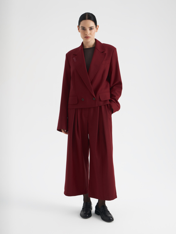 Жакет укороченный из шерсти Bordo (Размер: L, Цвет: Бордовый)